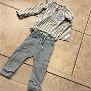 Cozy Striped Blue Kids Jogger Set